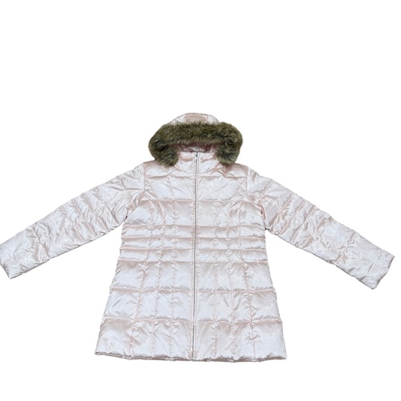 Lands End Women Down Puffer Parka Jacket L Large 14-16 Quilted Blush Baby Pink - Picture 11 of 11